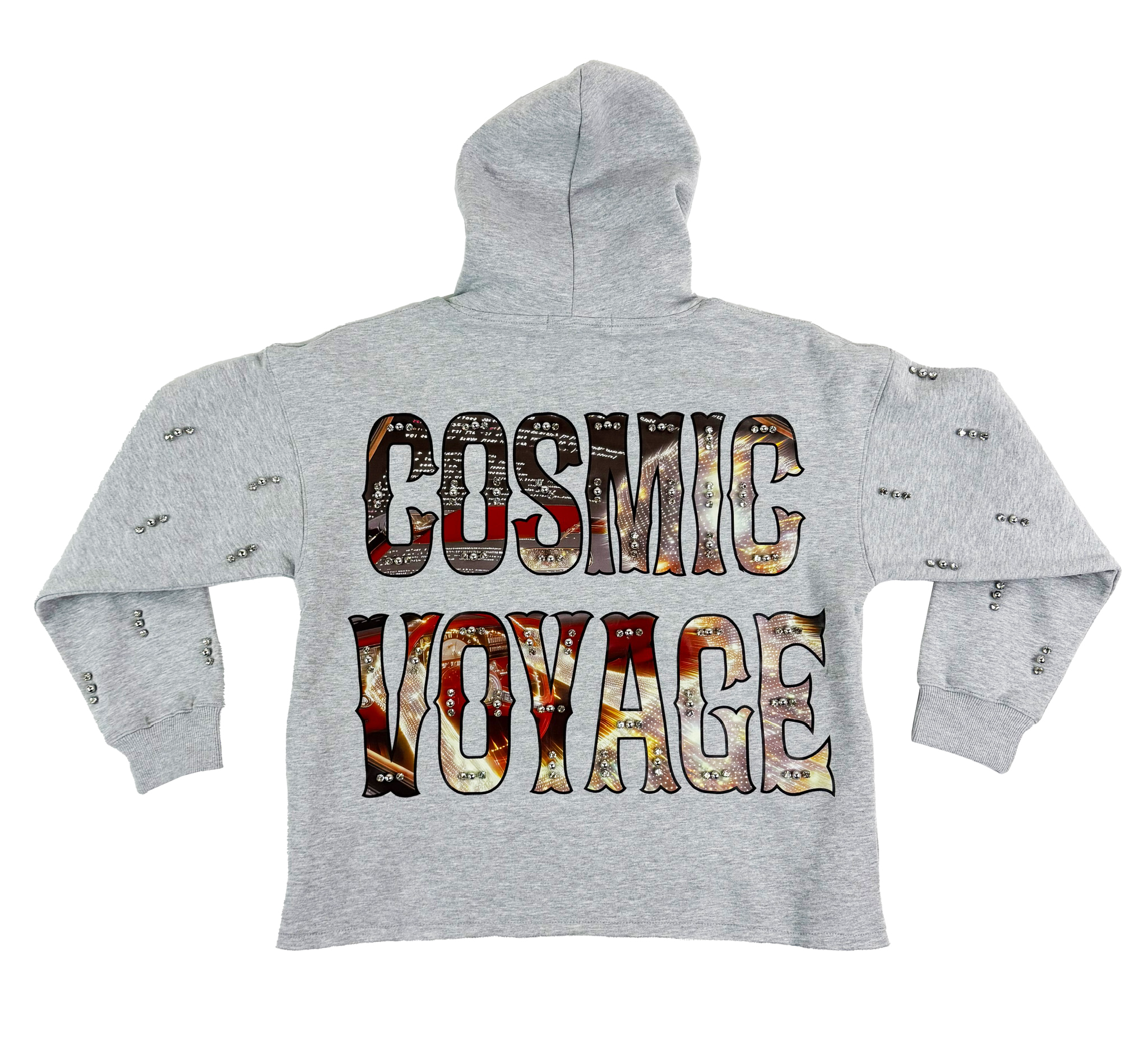 "Racer" Pearl & Rhinestone Hood - Grey