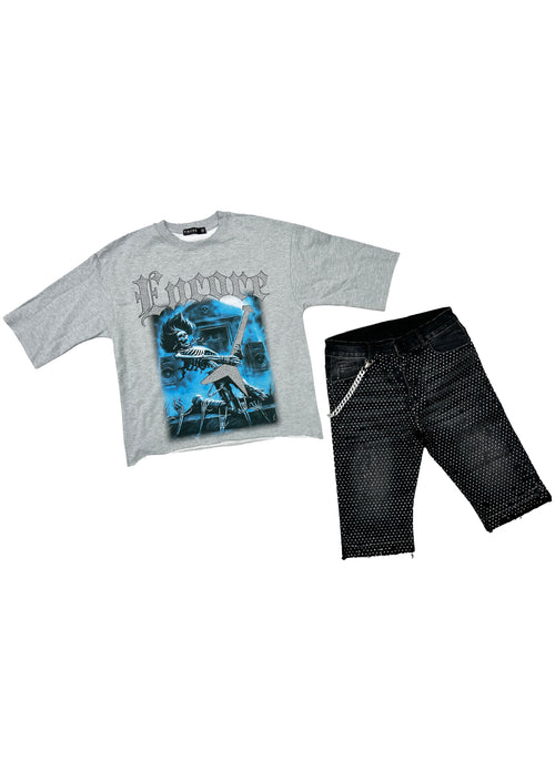 Stone Denim Shorts - Black Wash