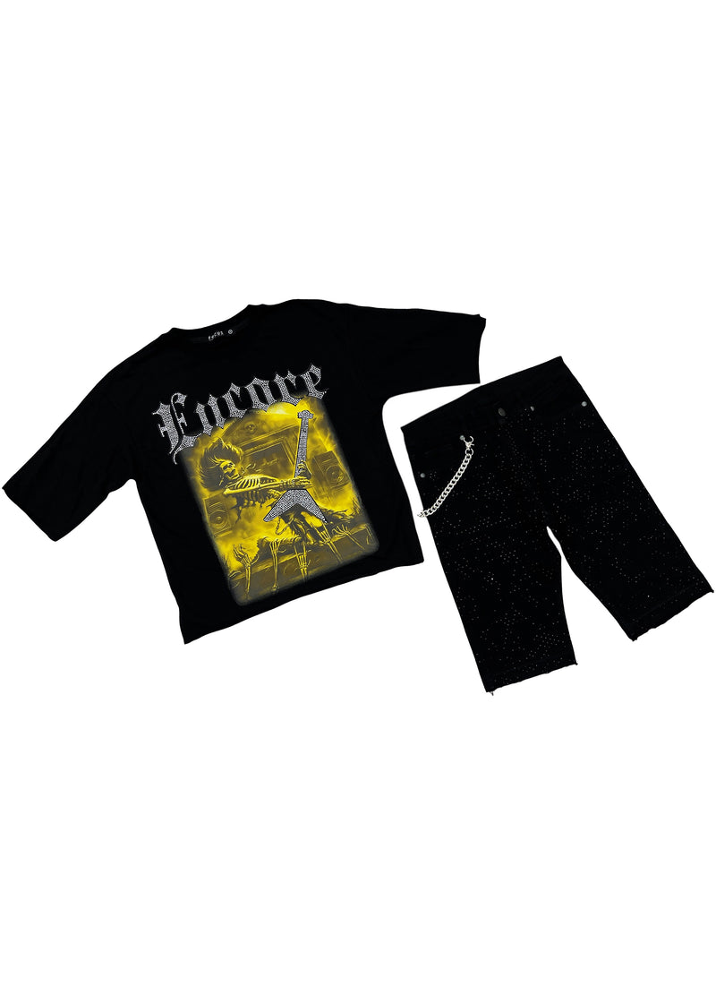 Stone Denim Shorts - Jet Black