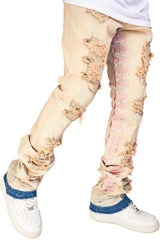 "Heartless" Stacked Denim - Desert Pink