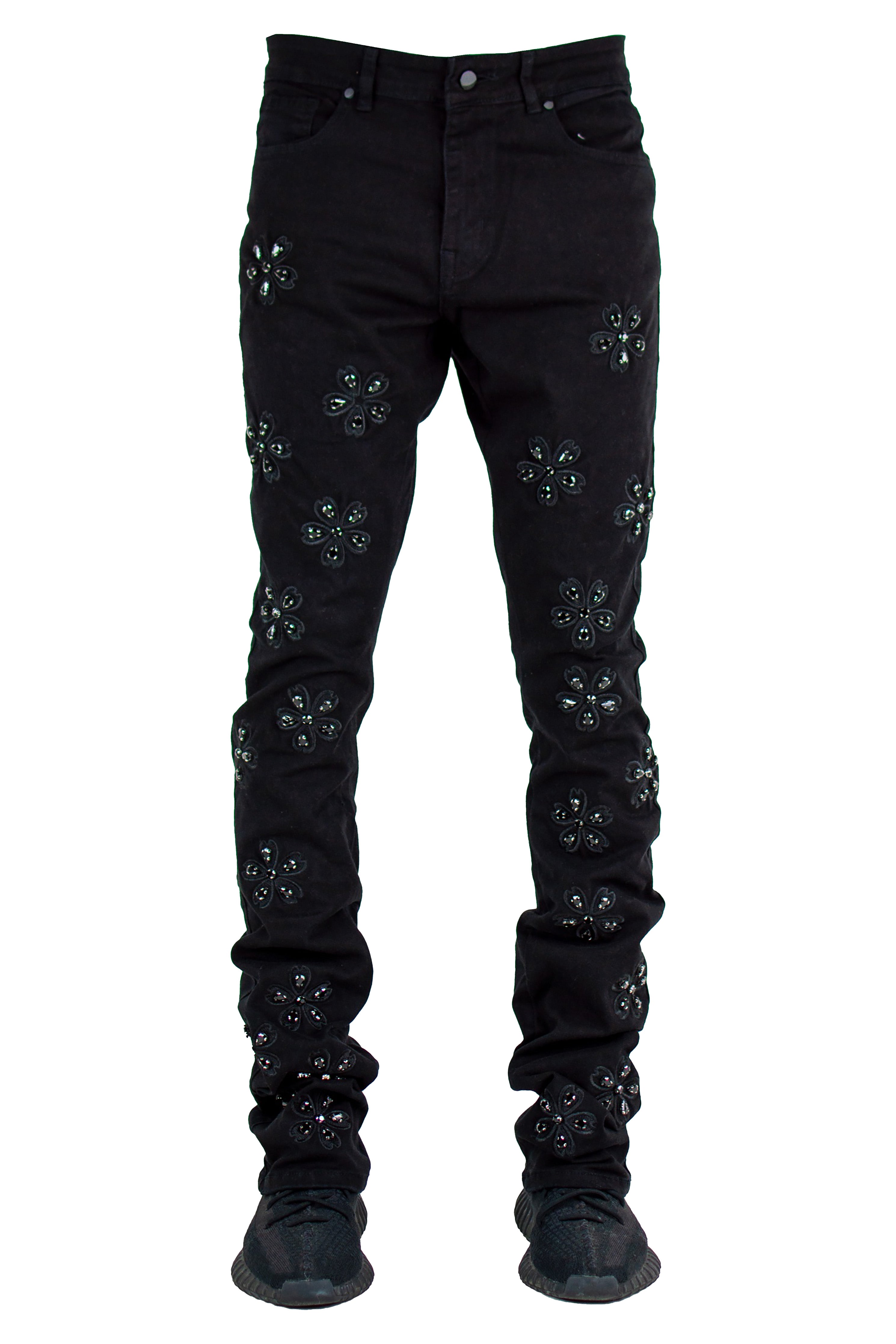 "Crystal" Stacked Denim - Jet Black