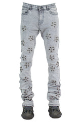 "Crystal" Stacked Denim - Grey