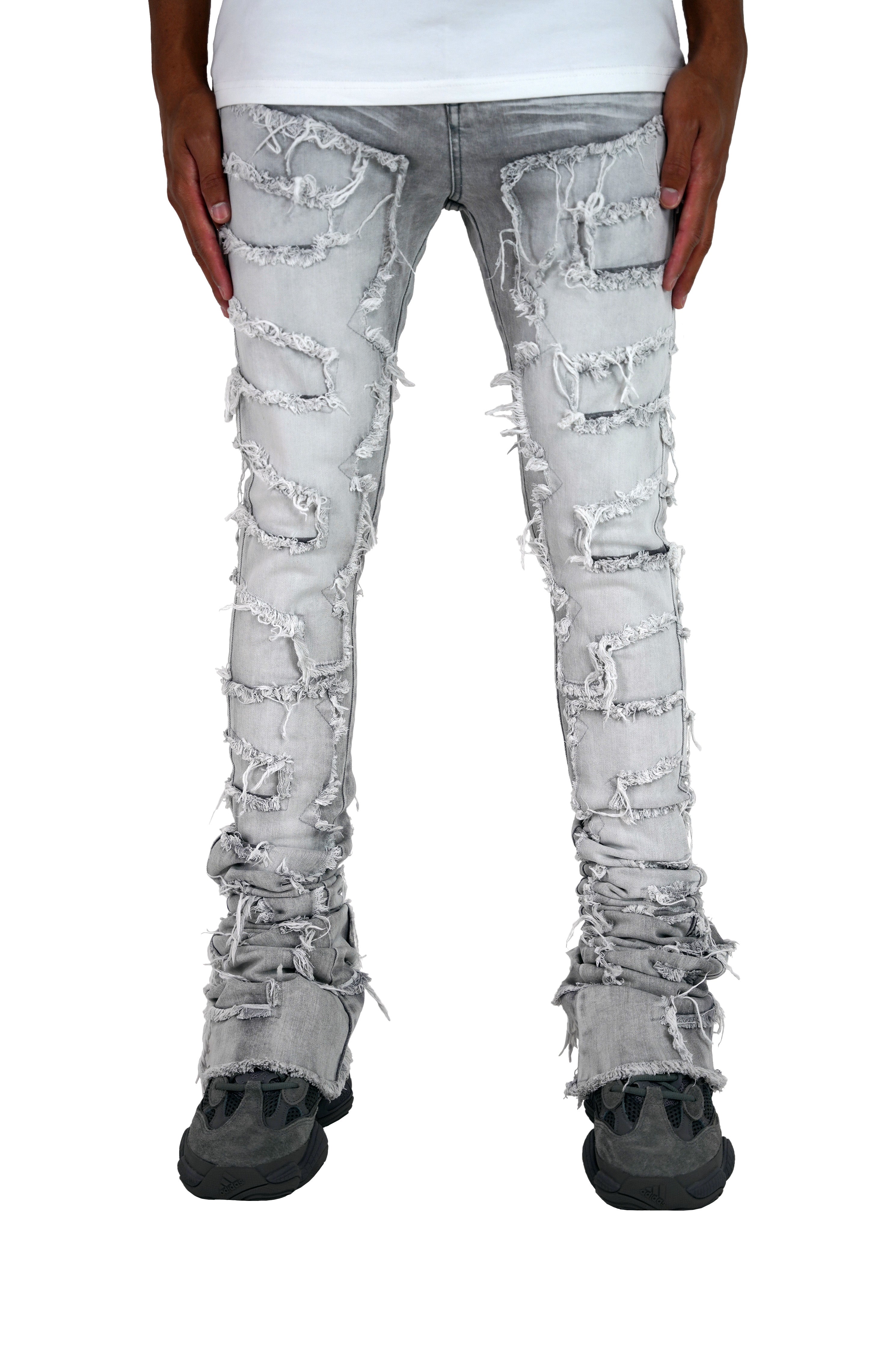 "Light Grey" Super Stacked Denim