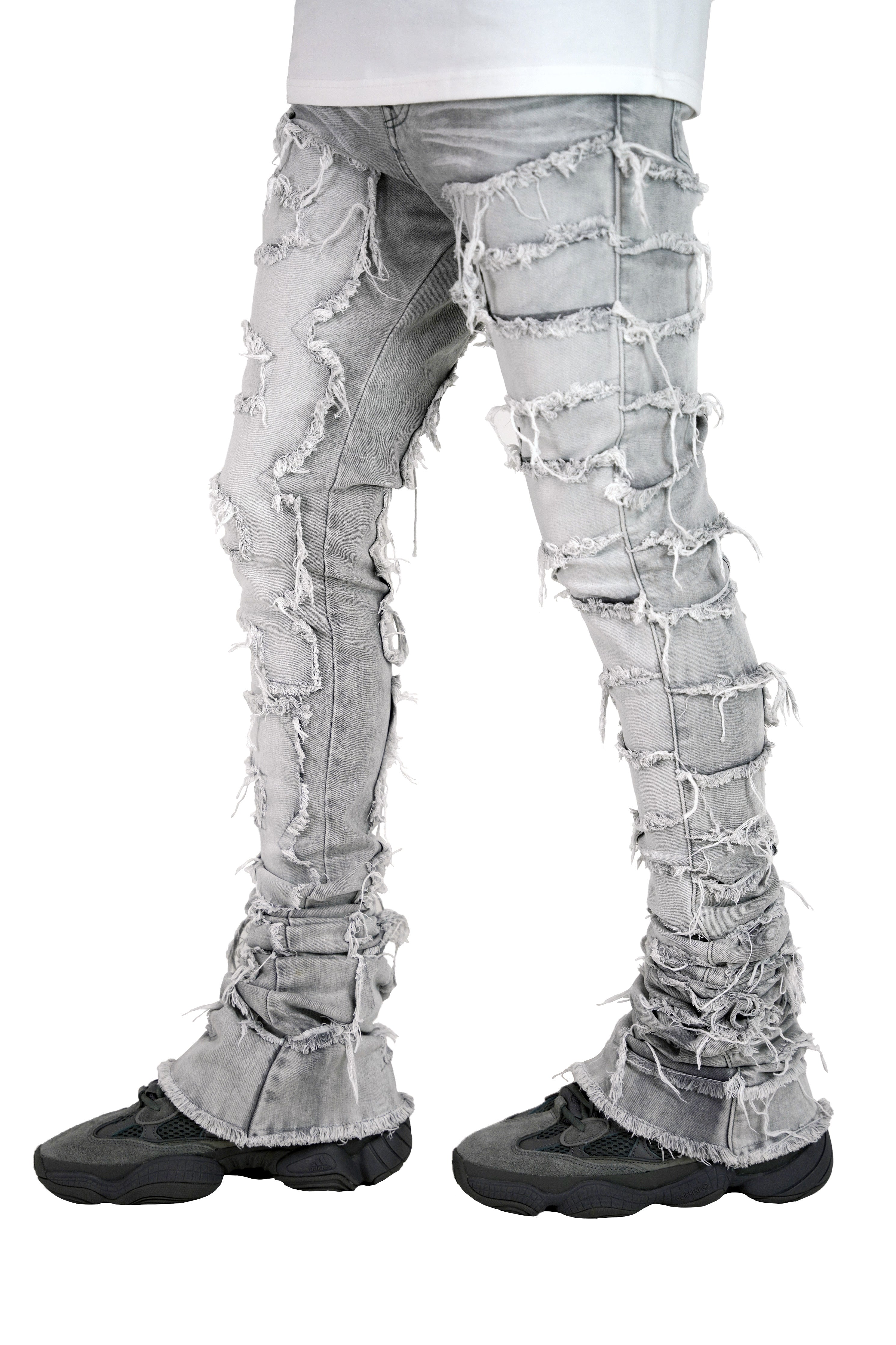 "Light Grey" Super Stacked Denim