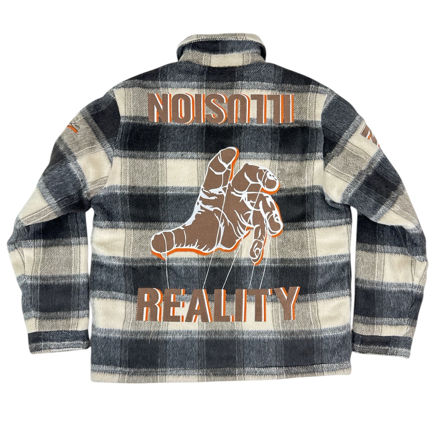 "Illusion" Plaid Jacket - Brown/Orange