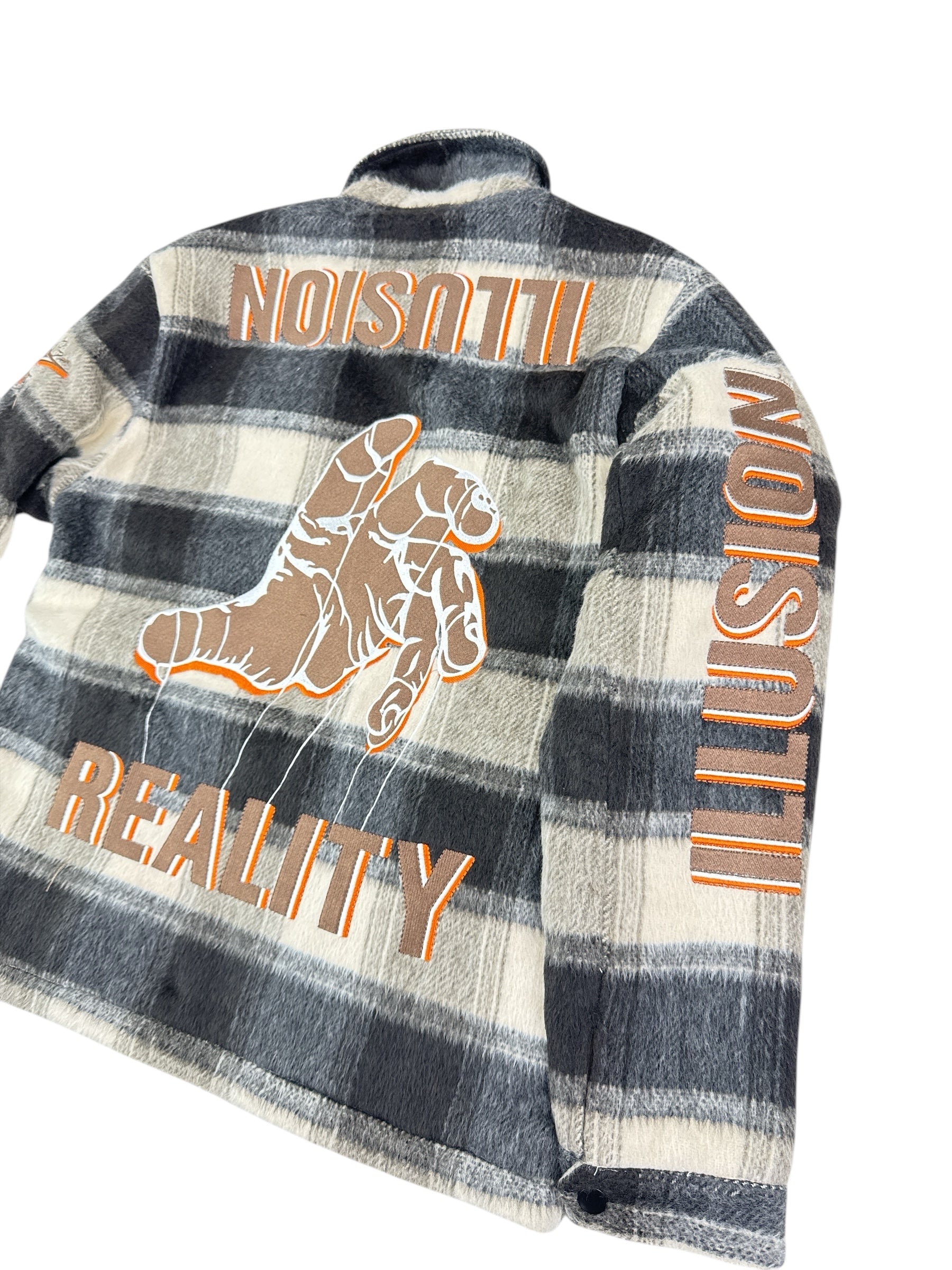 "Illusion" Plaid Jacket - Brown/Orange