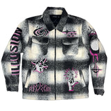 "Illusion" Plaid Jacket - Black/Pink
