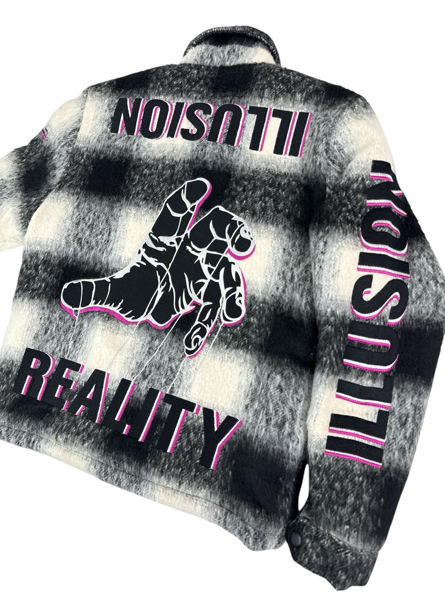 "Illusion" Plaid Jacket - Black/Pink