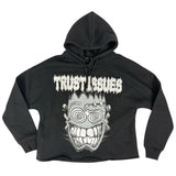 "Trust Issues" Cropped Hoodie - Black