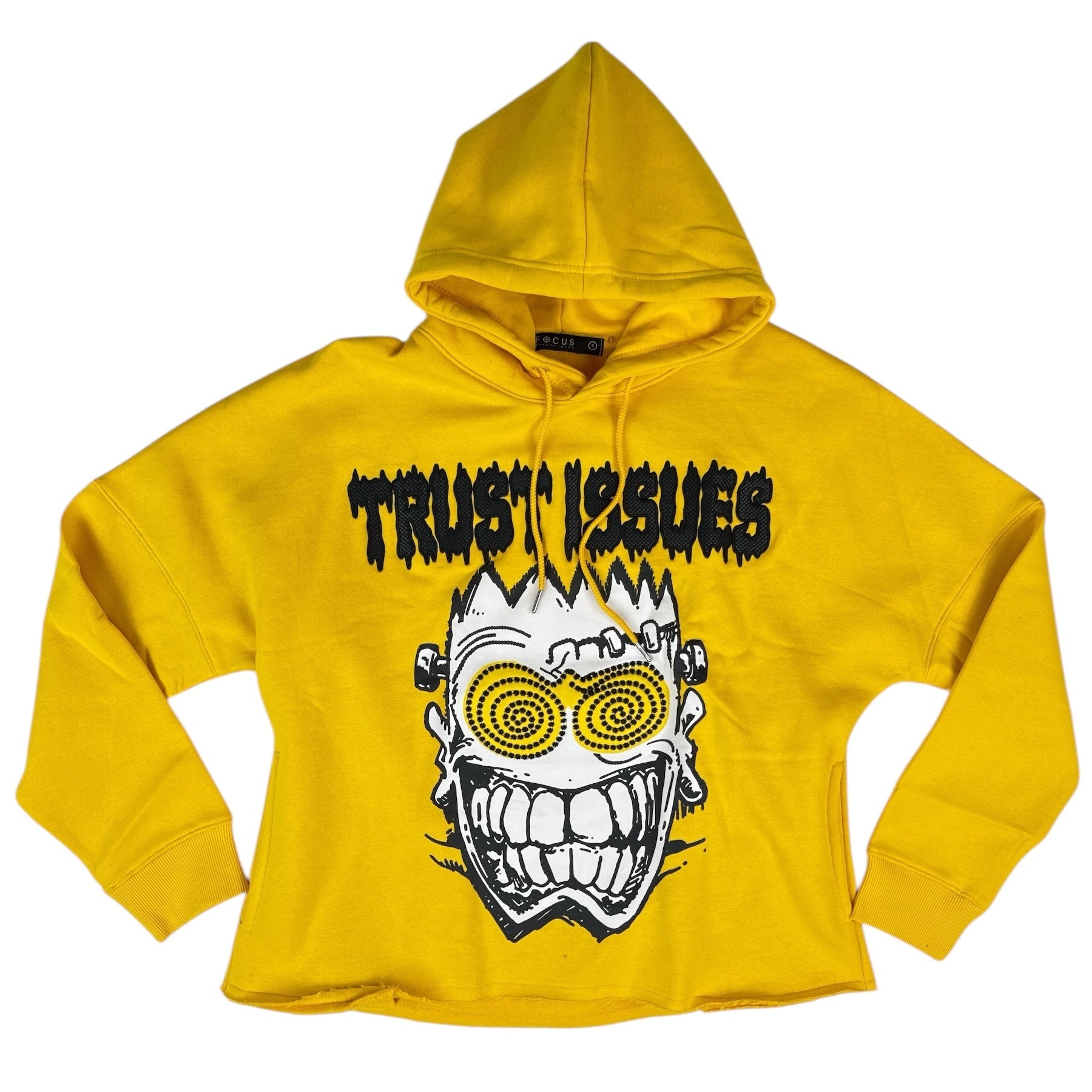 "Trust Issues" Cropped Hoodie - Yellow