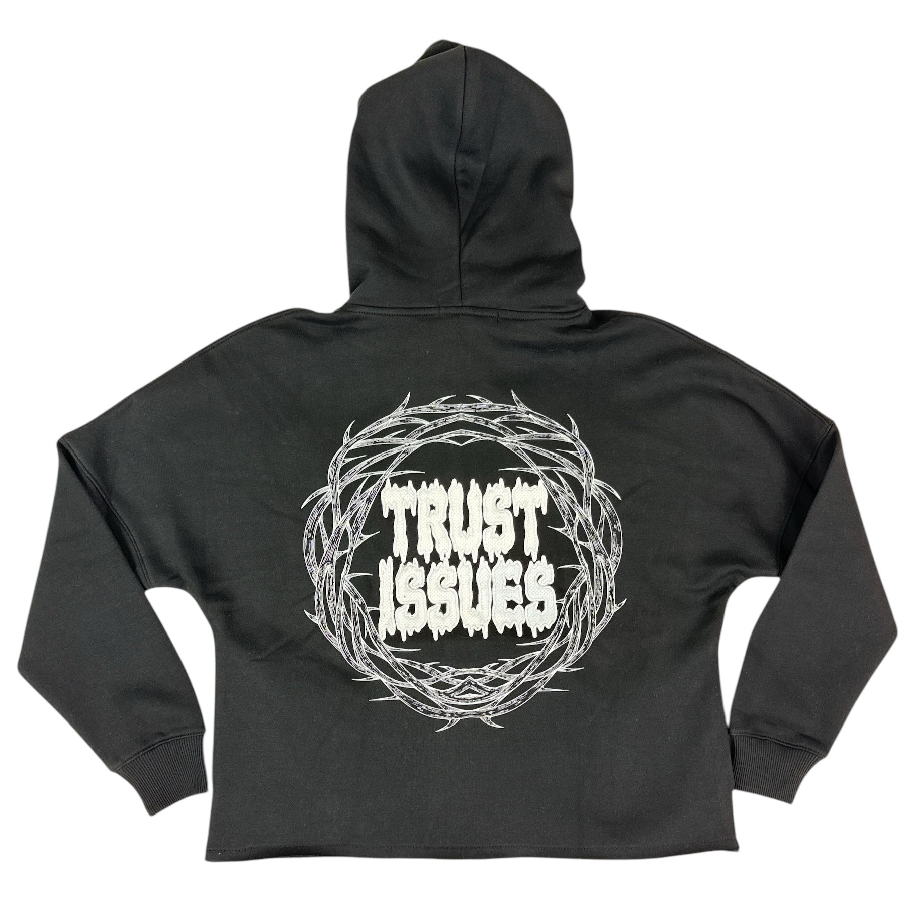 "Trust Issues" Cropped Hoodie - Black