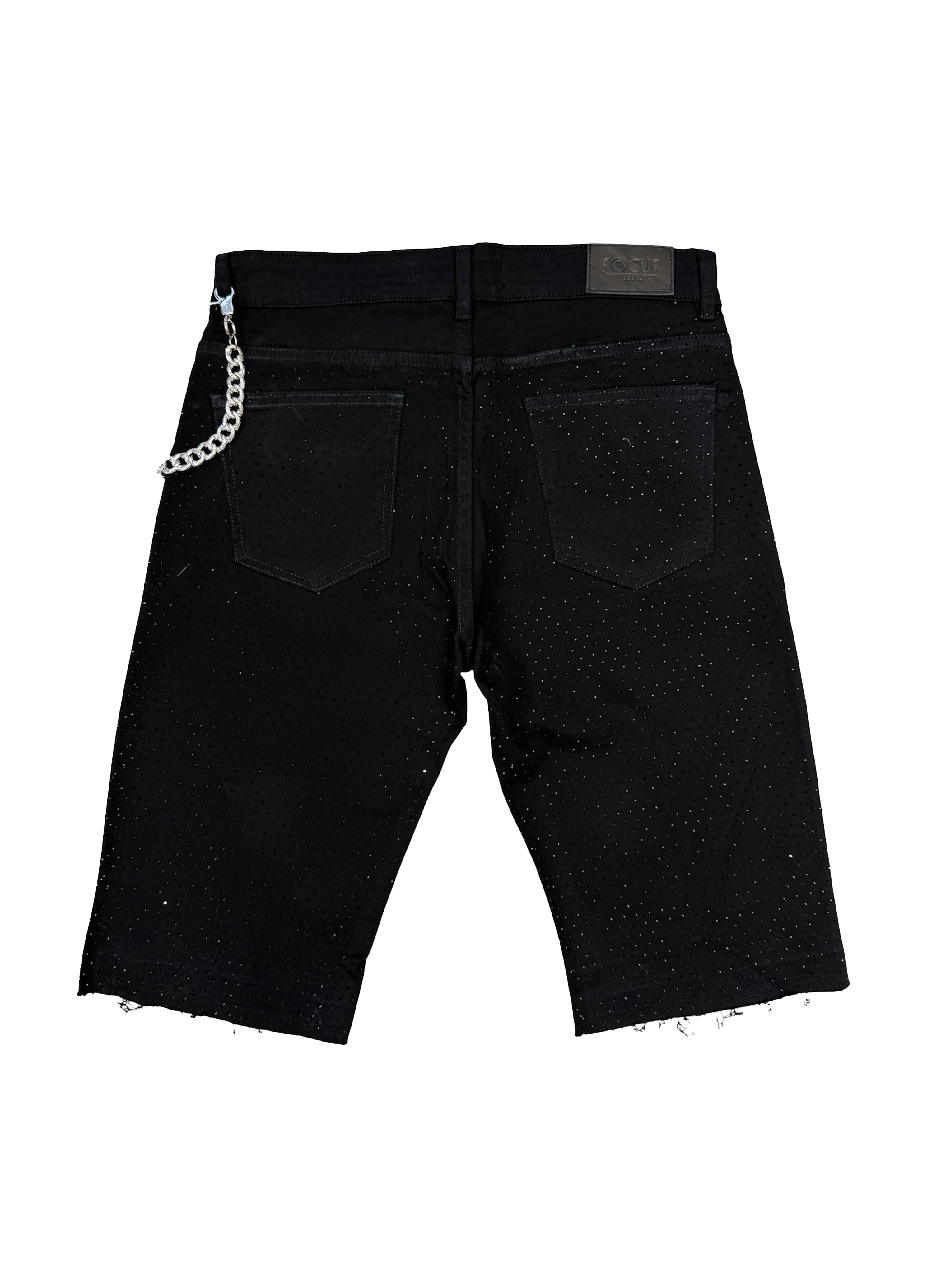Rhinestone Jorts - Jet Black