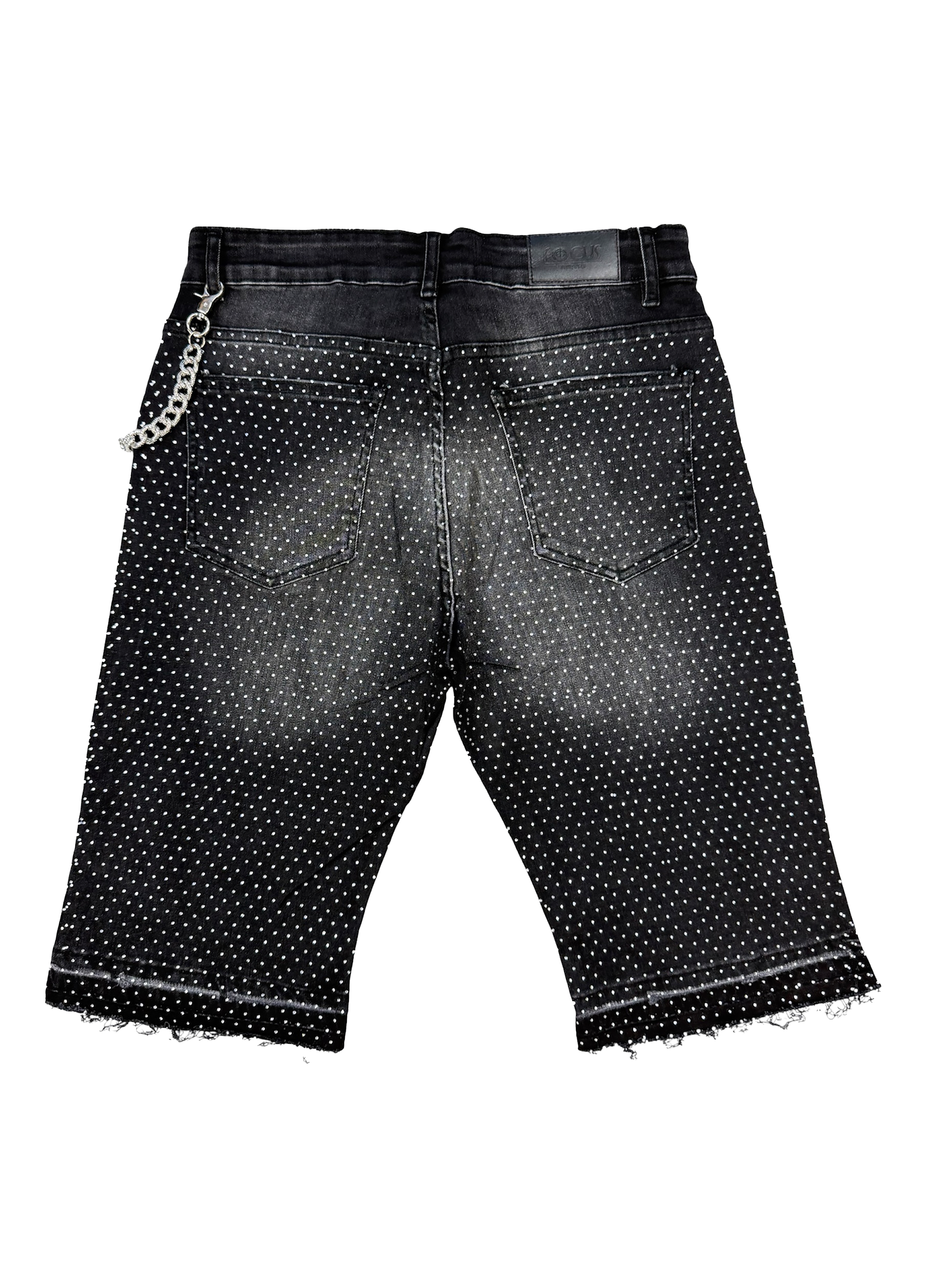 Rhinestone Jorts - Black Wash