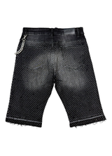 Rhinestone Jorts - Black Wash