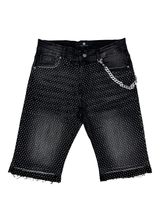 Rhinestone Jorts - Black Wash