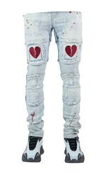 Broken Heart Jeans - Lt Wash Red