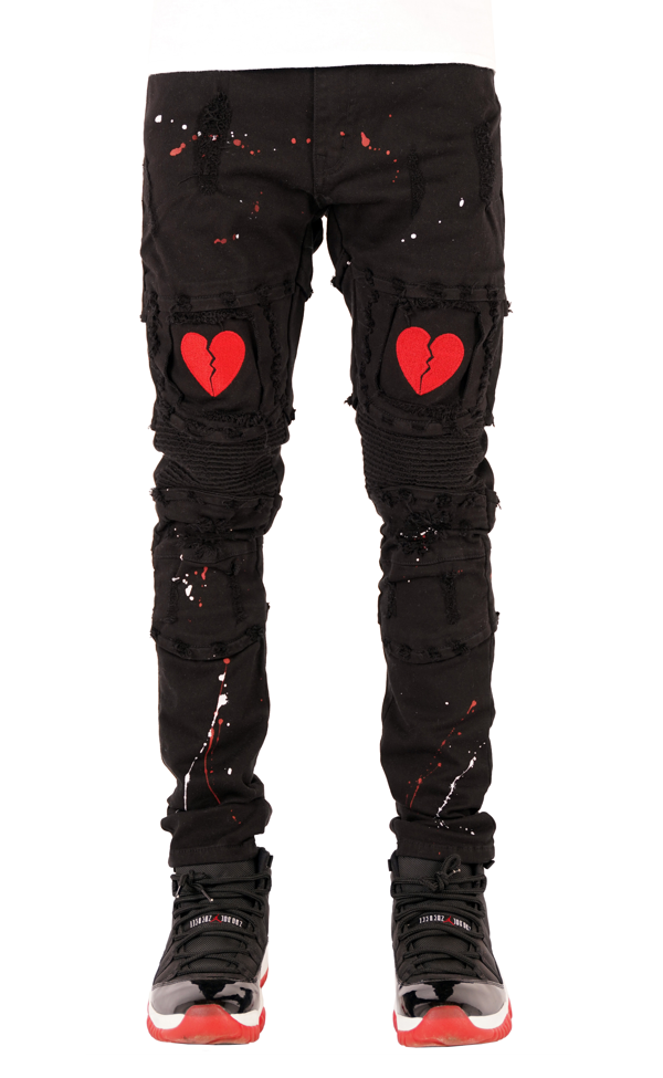 Broken Heart Jeans - Black Red