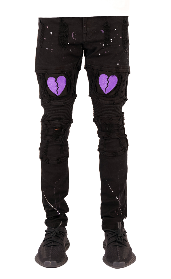 【HI FI FNK】Beat Spray Denim Kojima Genes High Top Denim Sneakers Men's Side Zip Jean