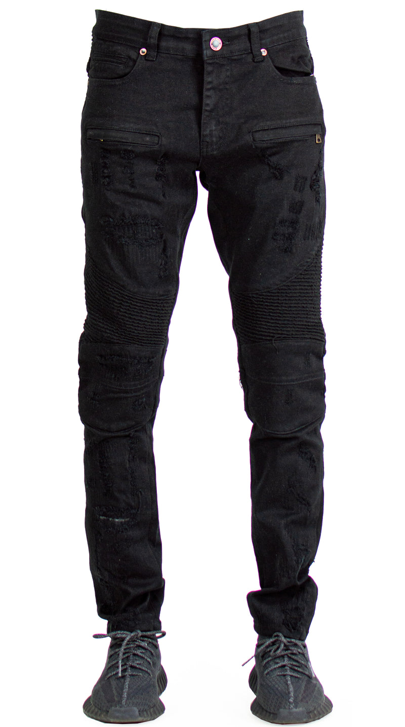 Distressed Biker Jean - Black