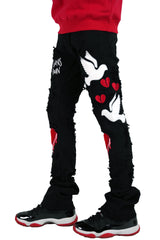 "Peace&Love" Stacked Denim - Black