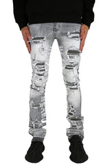 "Heartless" Stacked Denim - Grey