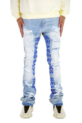 "Heartless" Stacked Denim - Lt Blue
