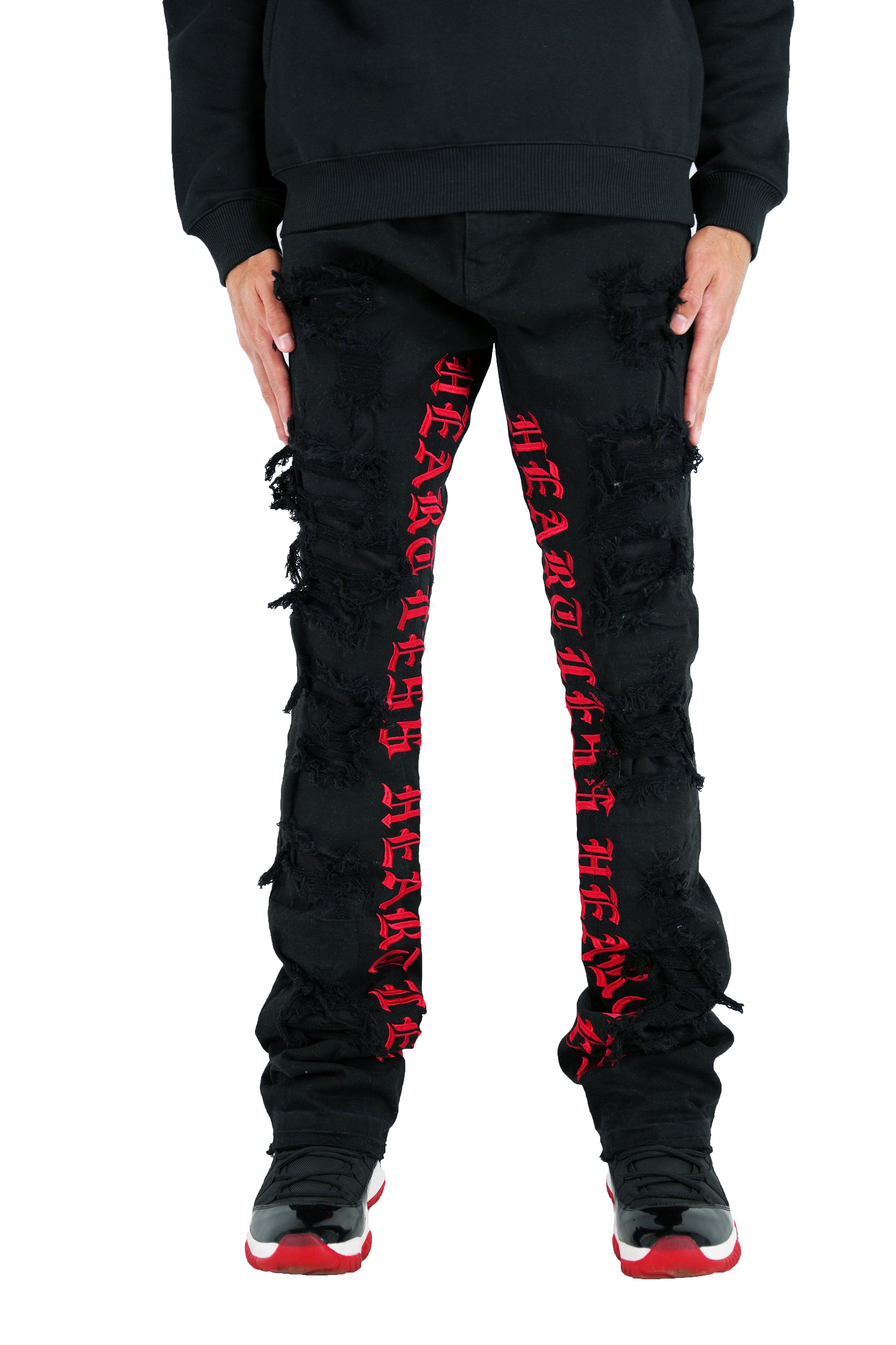"Heartless" Stacked Denim - Black