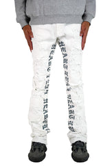 "Heartless" Stacked Denim - White