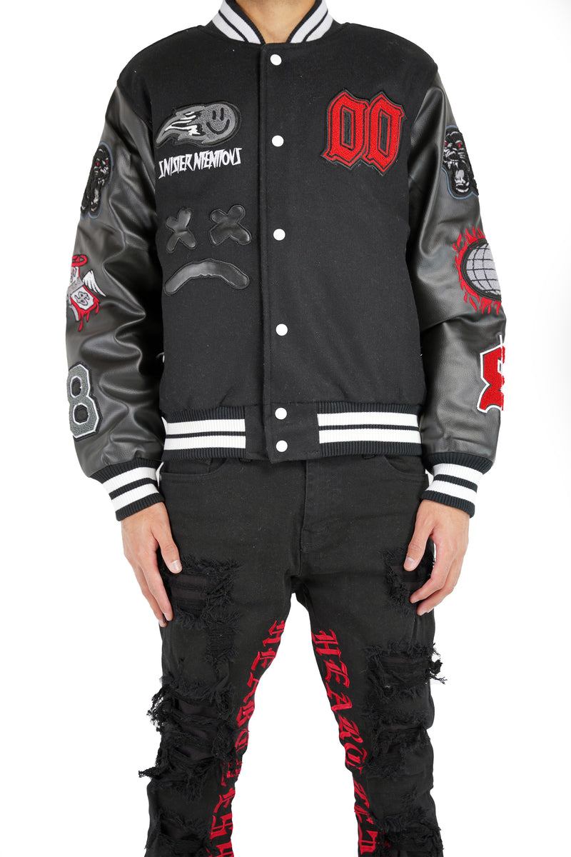 "Heaven is Calling" Varsity Jacket - Black