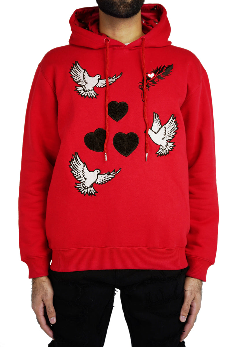 Peace & love hoodie - Red
