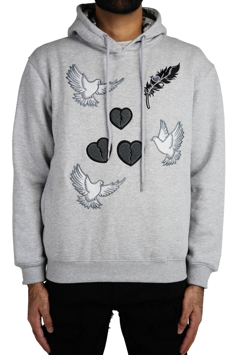 Peace & love hoodie - Grey