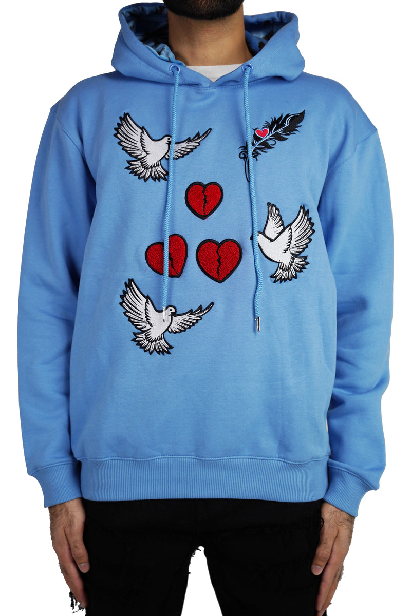 Peace & love hoodie - Carolina Blue