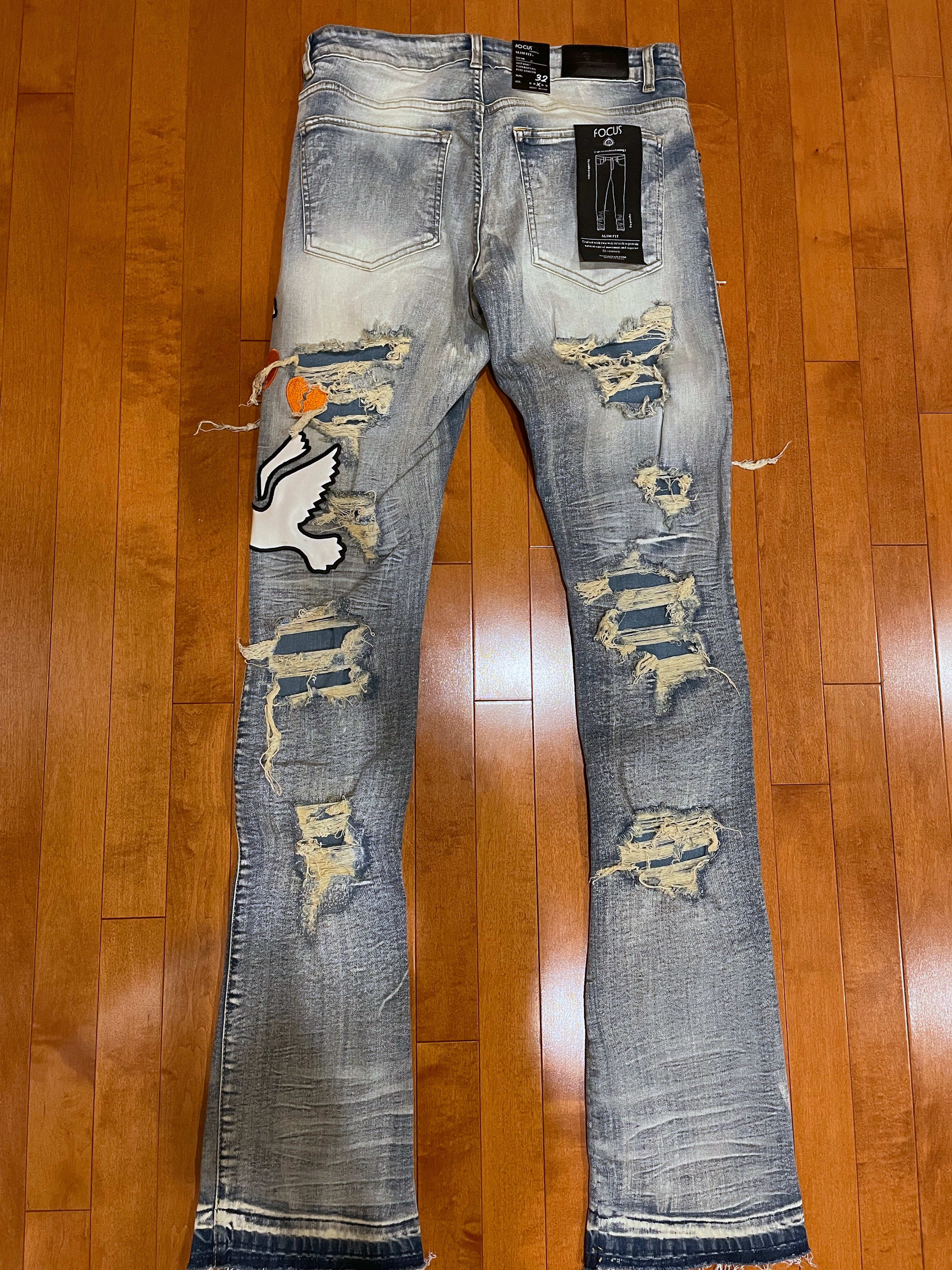 "Peace&Love" Stacked Denim - Vintage