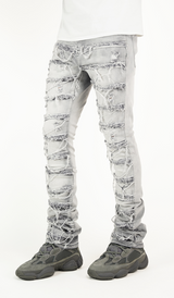"Wolf Grey" Stacked Denim